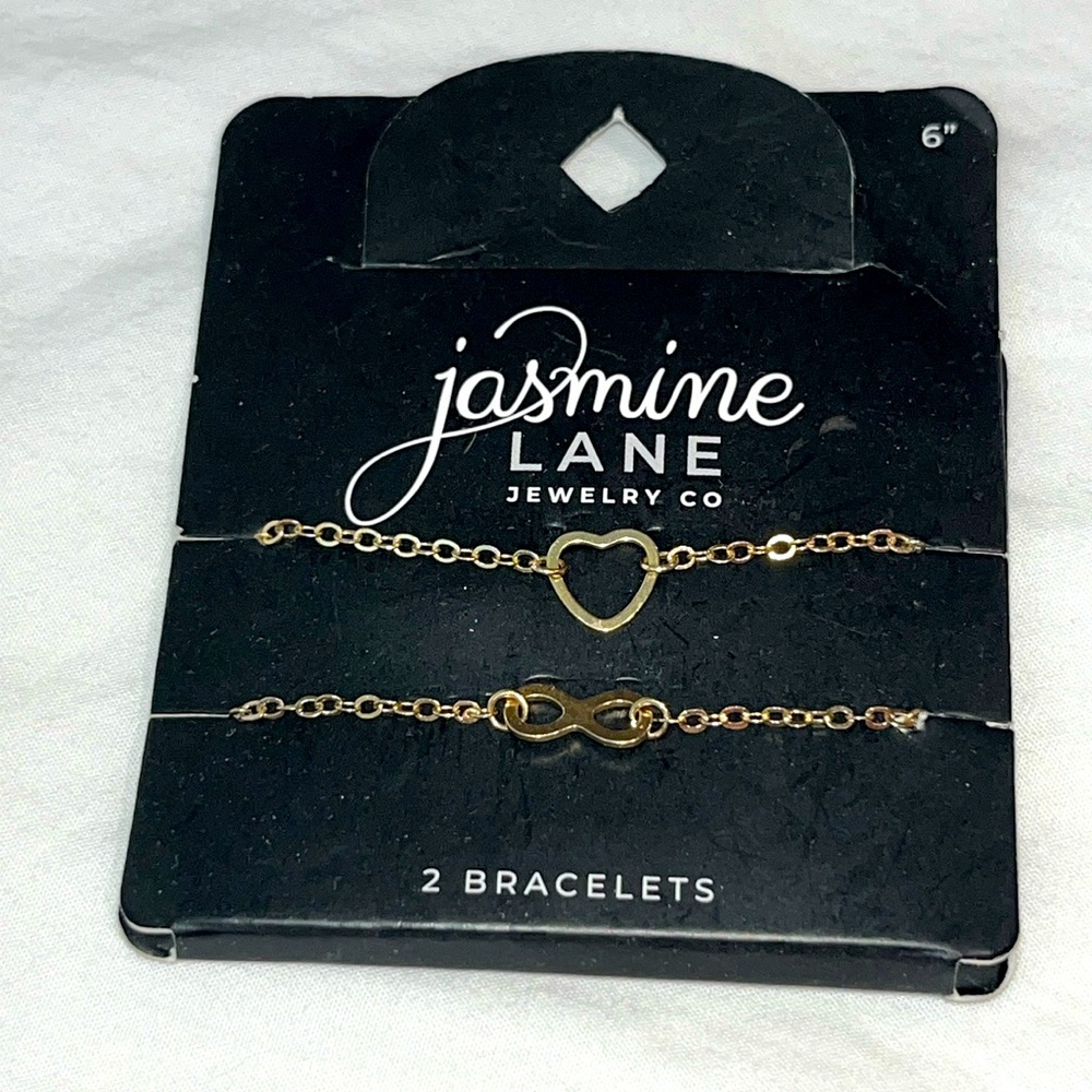 Gold bracelet set - infinity and heart